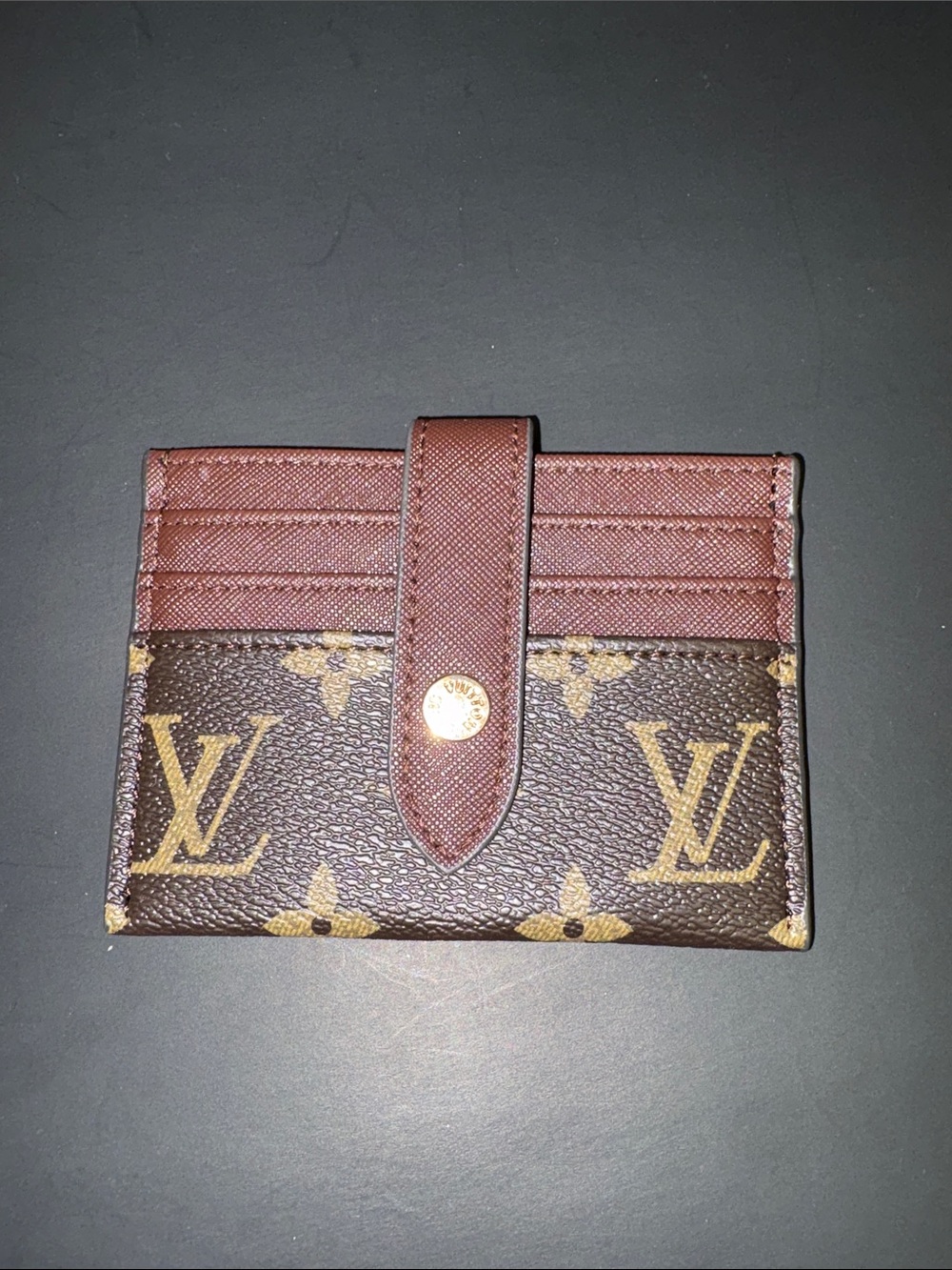 Monogram Card Holder in Brown Trim